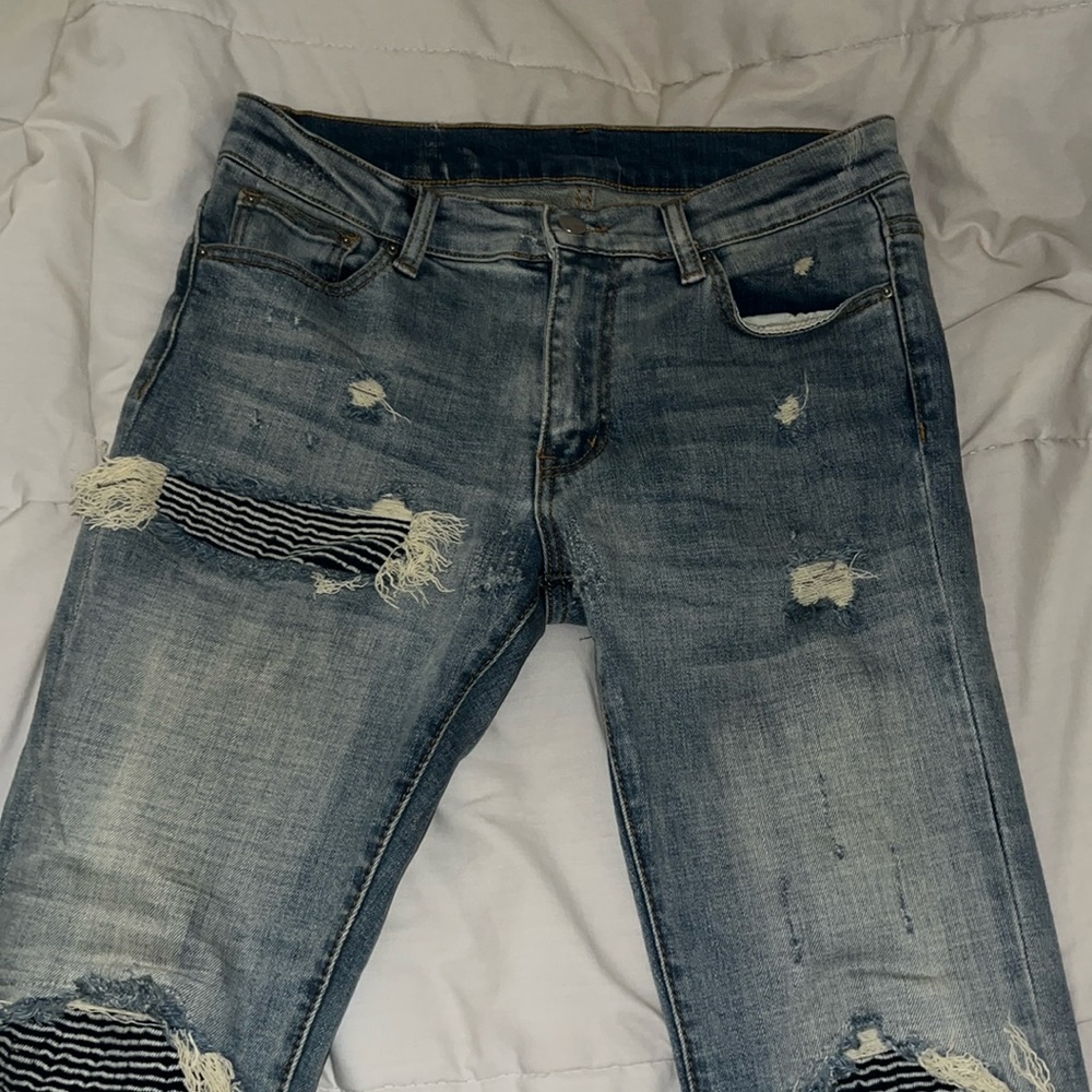 MNML Blue Distressed Skinny Denim - Size 30